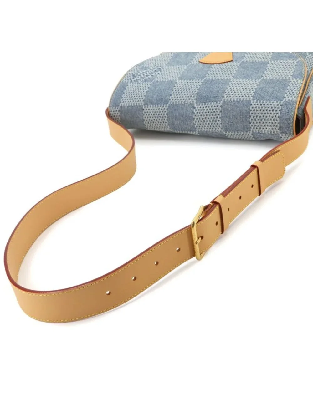 Louis Vuitton Damier Denim Montsouris Messenger MM Shoulder Bag Blue